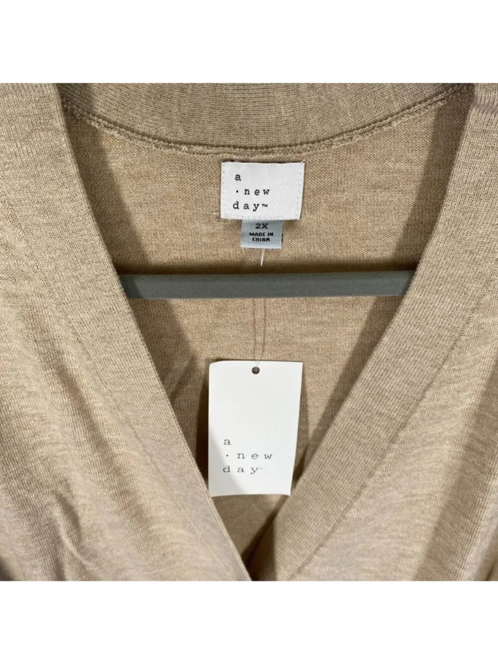 A New Day Womens Beige Button-Up Cardigan Sweater 2X